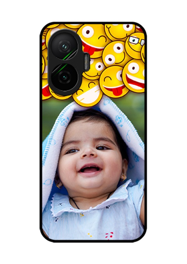 Poco F7 5G Custom Glass Phone Case - With Smiley Emoji Design