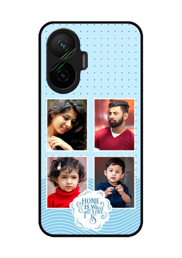 Poco F7 5G Custom Glass Phone Case - Cute Love Quote With 4 Pic Upload Design