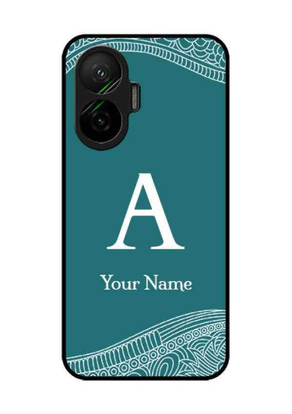 Poco F7 5G Custom Glass Phone Case - Line Art Pattern With Custom Name Design
