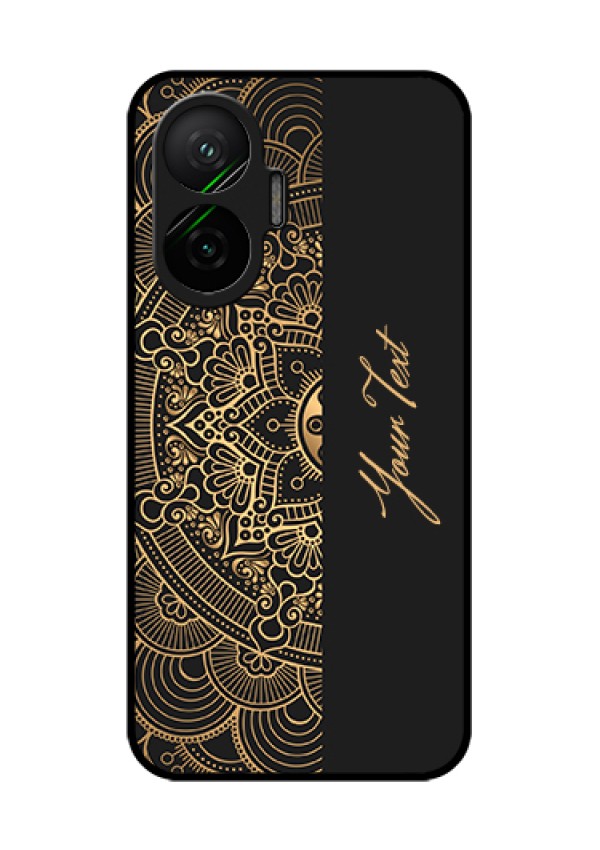 Poco F7 5G Custom Glass Phone Case - Mandala Art With Custom Text Design