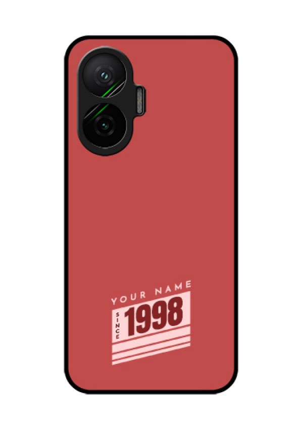 Poco F7 5G Custom Glass Phone Case - Red Custom Year Of Birth Design