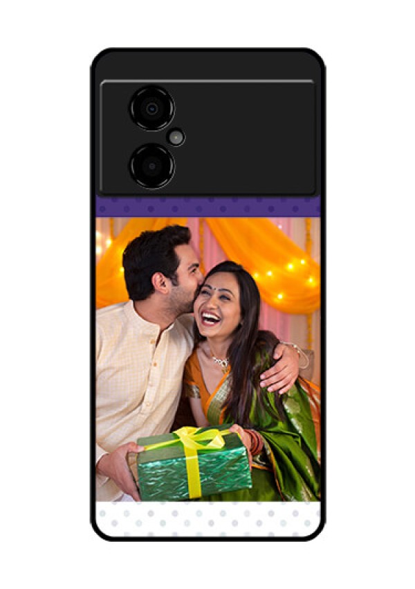 Poco M4 5G Personalized Glass Phone Case - Violet Pattern Design