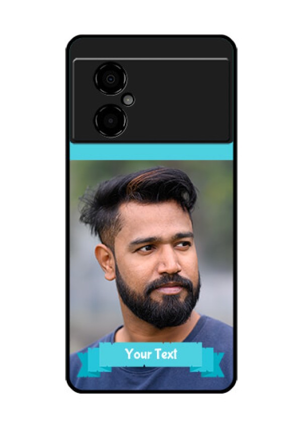 Poco M4 5G Personalized Glass Phone Case - Simple Blue Color Design