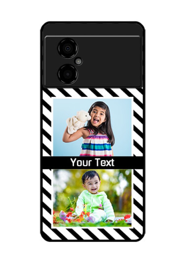 Poco M4 5G Photo Printing on Glass Case - Black And White Stripes Design