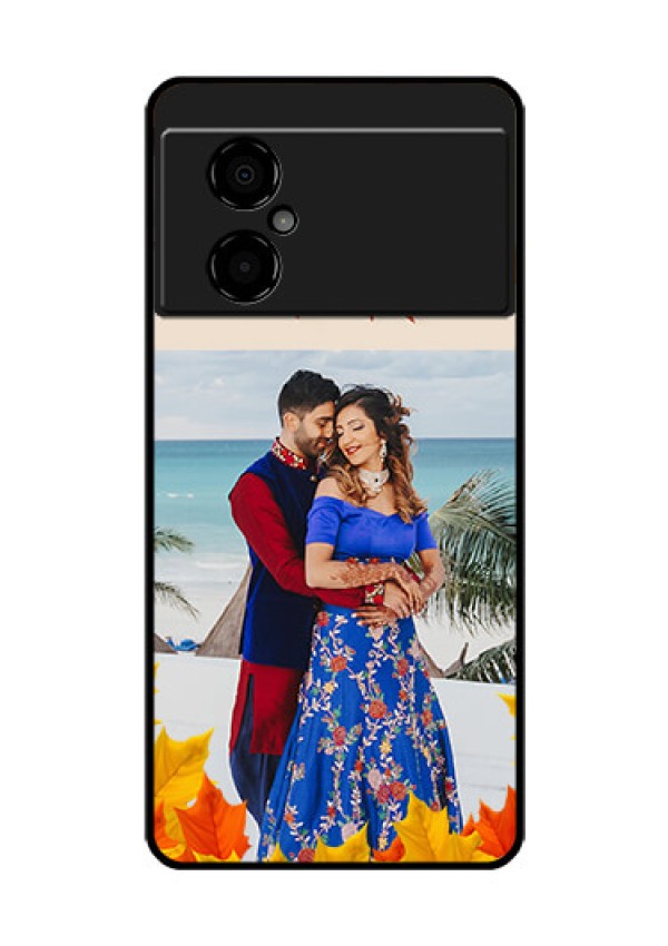 Poco M4 5G Photo Printing on Glass Case - Autumn Maple Leaves Design