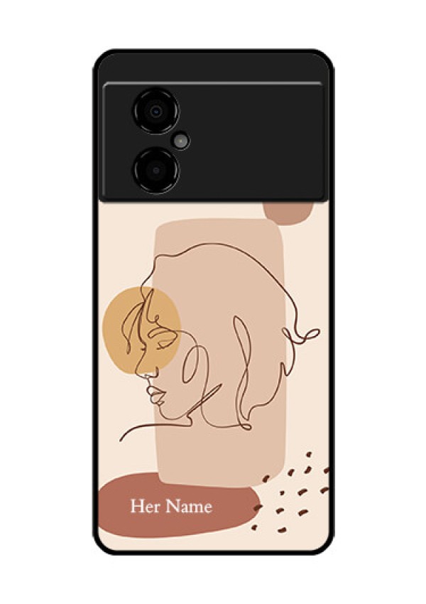 Poco M4 5G Photo Printing on Glass Case - Calm Woman line art Design