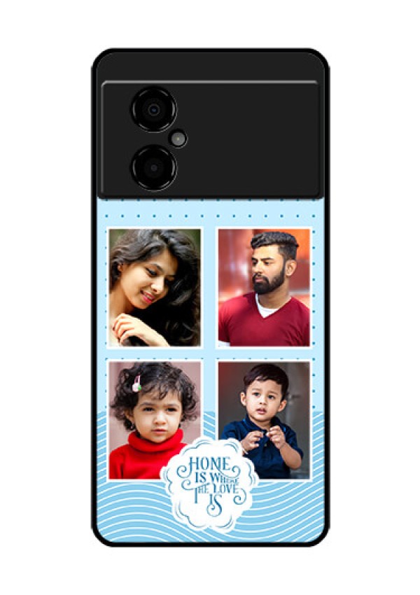 Poco M4 5G Custom Glass Phone Case - Cute love quote with 4 pic upload Design