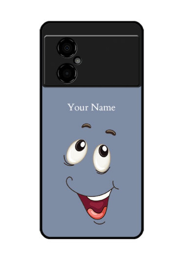 Poco M4 5G Photo Printing on Glass Case - Laughing Cartoon Face Design