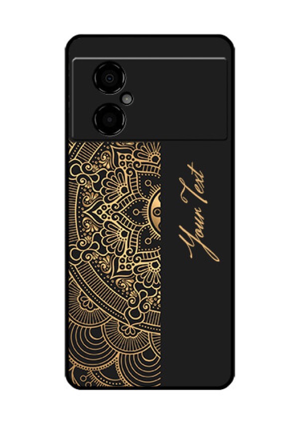 Poco M4 5G Photo Printing on Glass Case - Mandala art with custom text Design