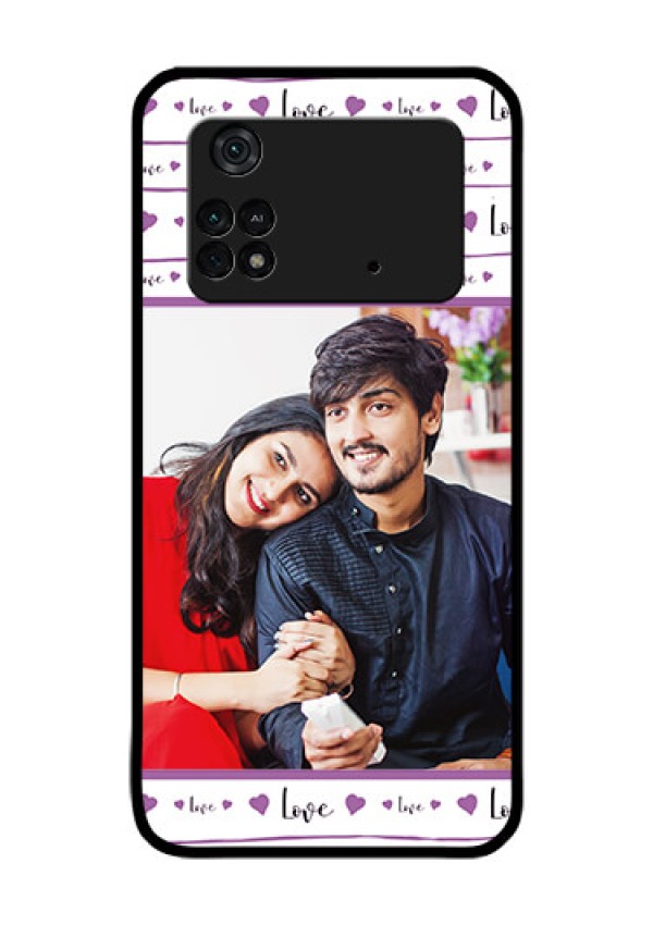 Poco M4 Pro 4G Custom Glass Mobile Case - Couples Heart Design