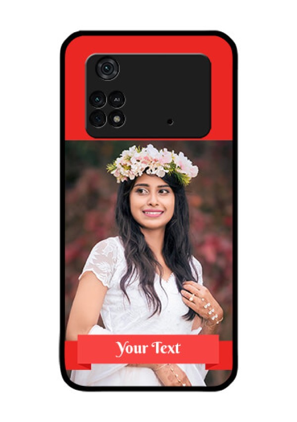 Poco M4 Pro 4G Custom Glass Phone Case - Simple Red Color Design