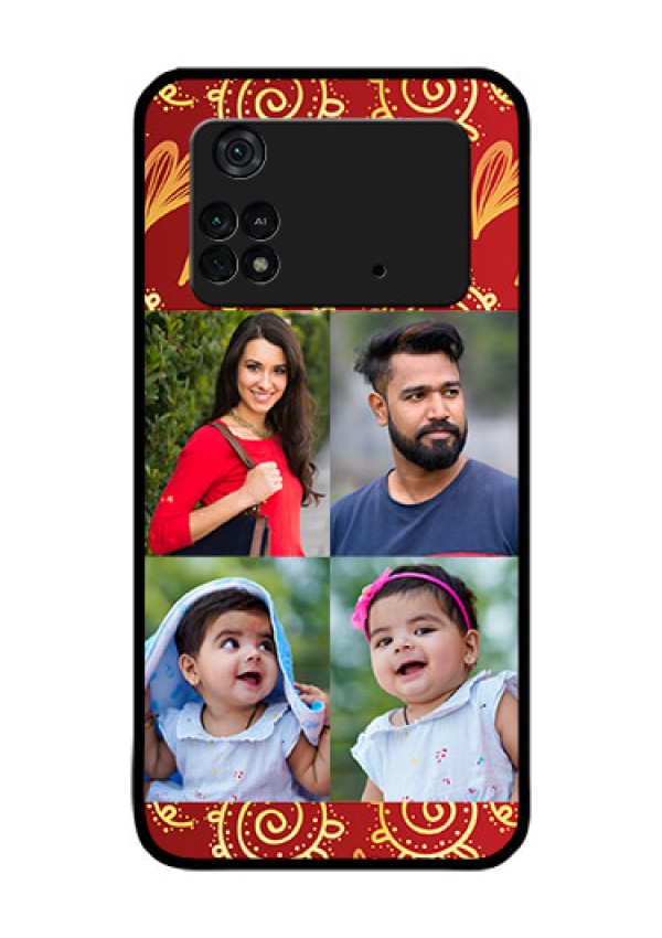 Poco M4 Pro 4G Photo Printing on Glass Case - 4 Image Traditional Design