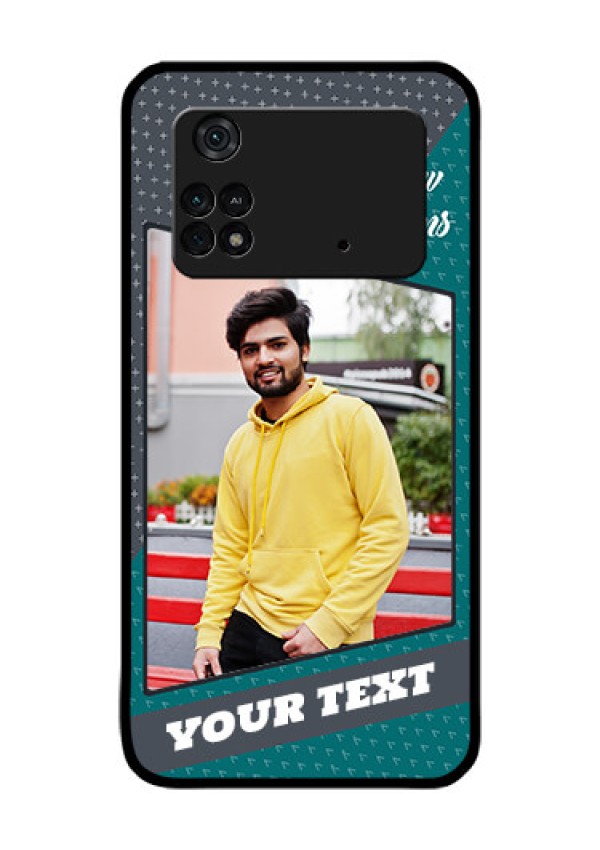 Poco M4 Pro 4G Personalized Glass Phone Case - Background Pattern Design with Quote