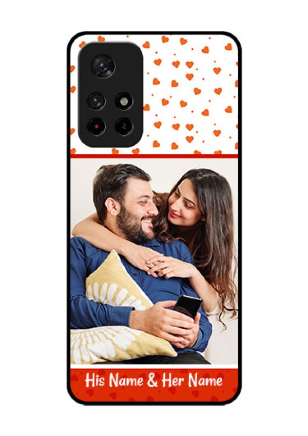 Poco M4 Pro 5G Custom Glass Phone Case - Orange Love Symbol Design