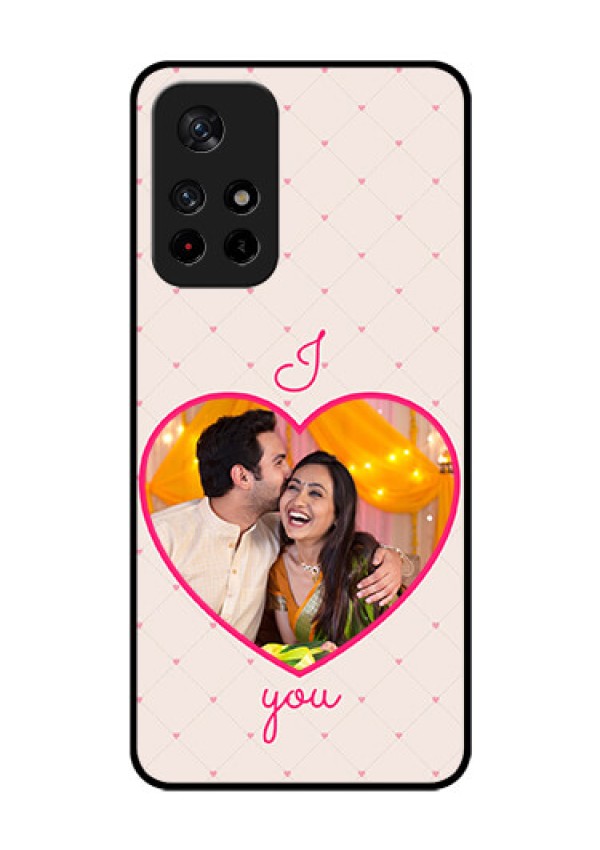 Poco M4 Pro 5G Custom Glass Mobile Case - Heart Shape Design