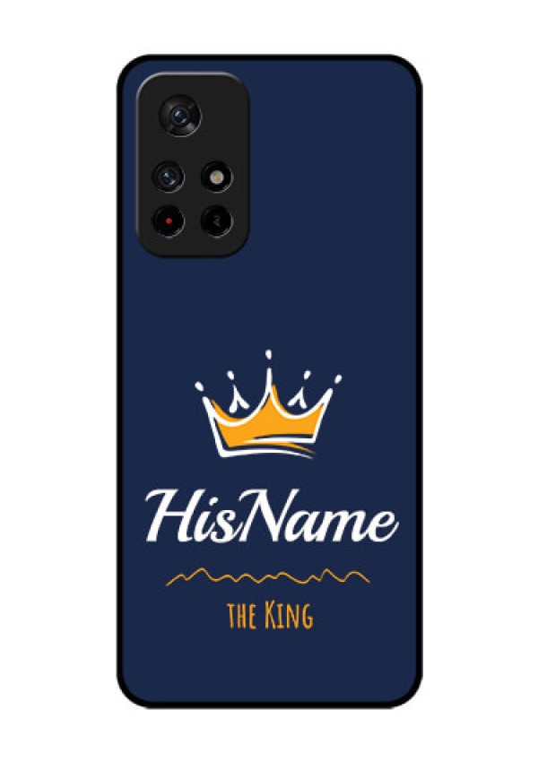 Poco M4 Pro 5G Glass Phone Case King with Name