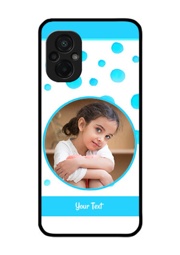 Poco M5 Photo Printing on Glass Case - Blue Bubbles Pattern Design