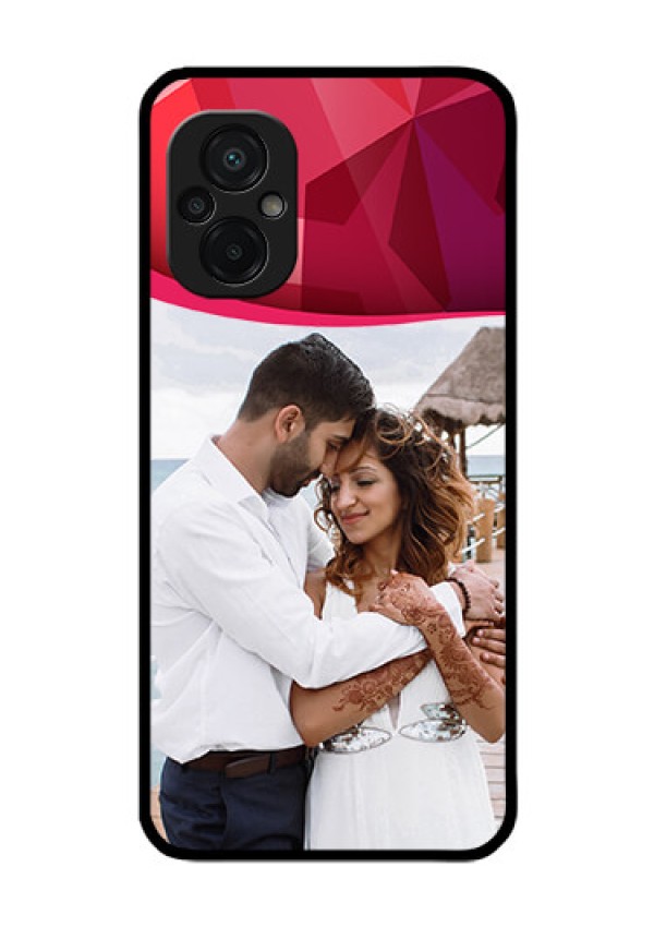 Poco M5 Custom Glass Mobile Case - Red Abstract Design