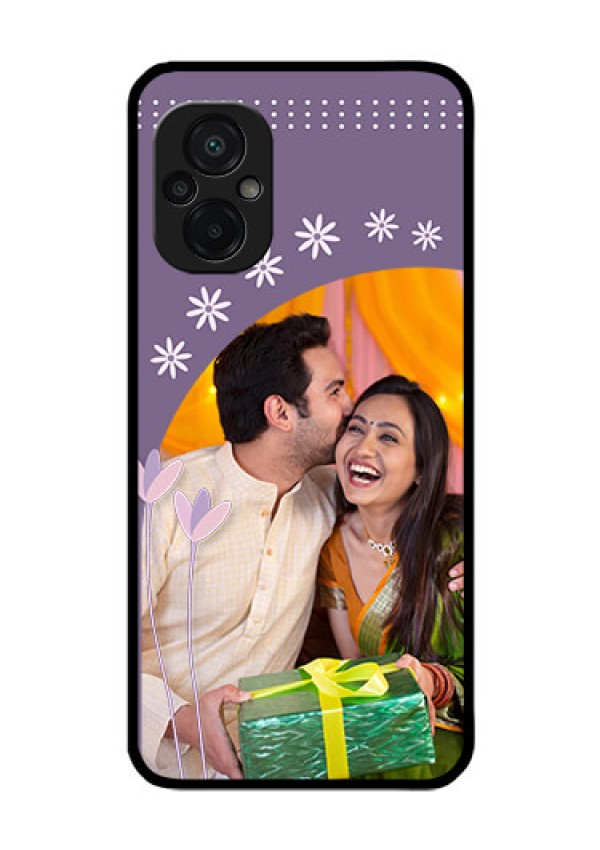 Poco M5 Custom Glass Mobile Case - Lavender flowers design