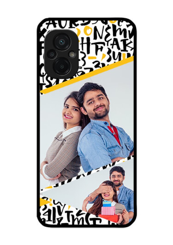 Poco M5 Custom Glass Mobile Case - Letters Pattern Design
