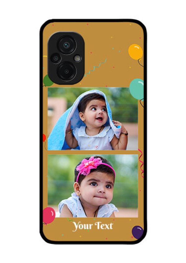 Poco M5 Personalized Glass Phone Case - Image Holder with Birthday Celebrations Design