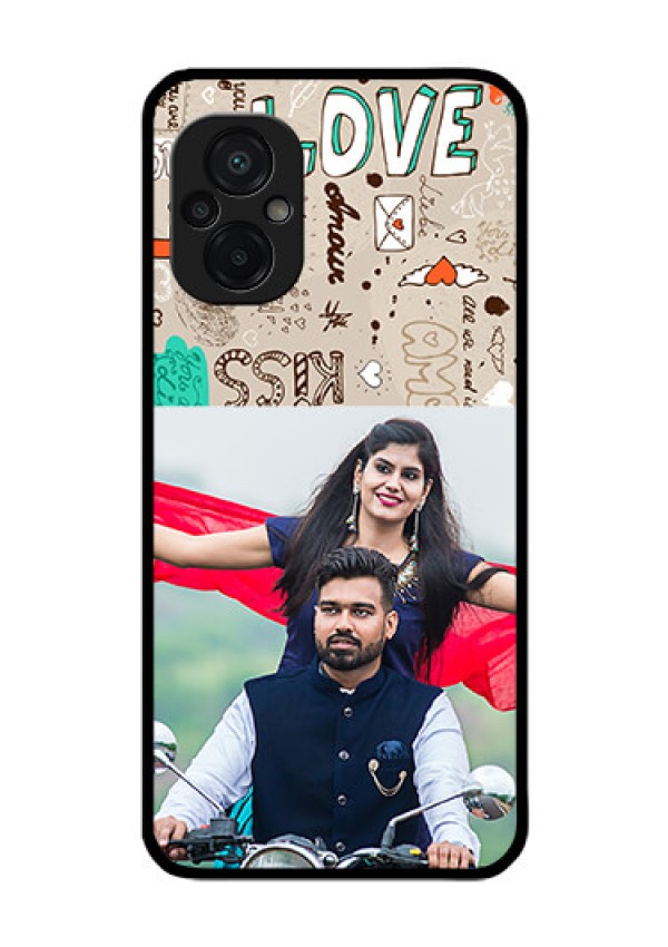 Poco M5 Custom Glass Phone Case - Love Doodle Pattern