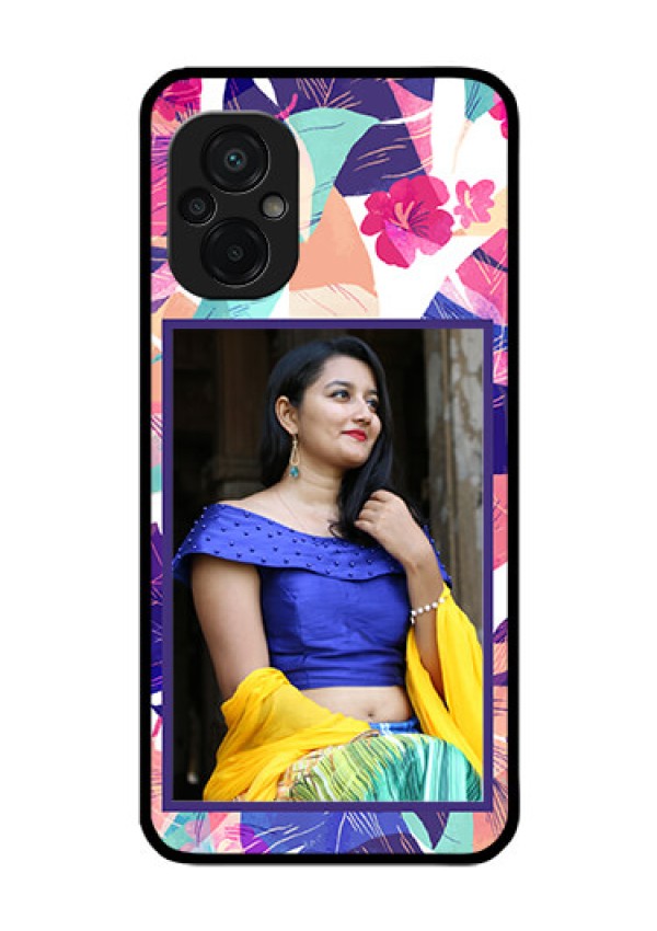 Poco M5 Custom Glass Mobile Case - Abstract Floral Design