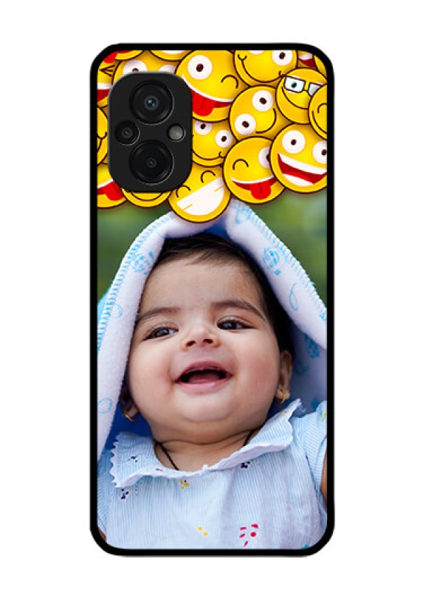 Poco M5 Custom Glass Mobile Case - with Smiley Emoji Design