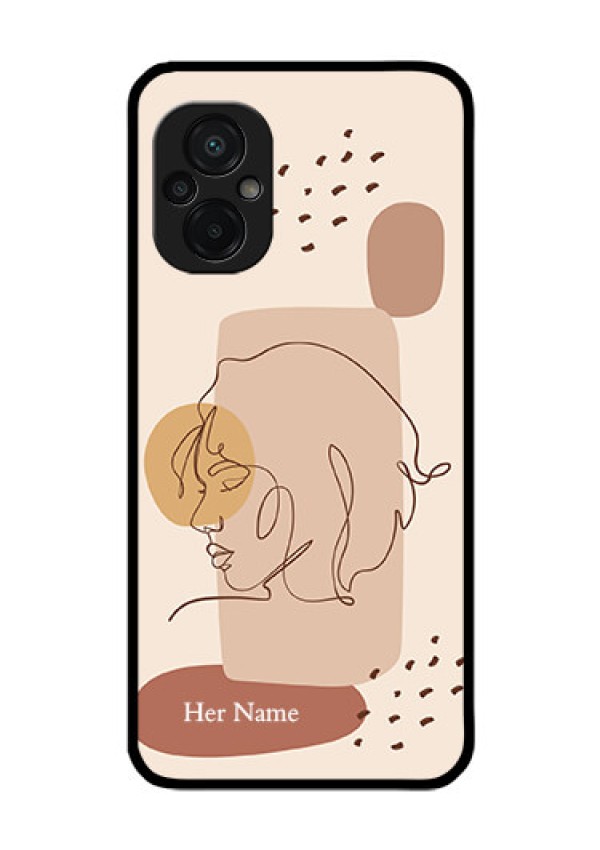 Poco M5 Photo Printing on Glass Case - Calm Woman line art Design