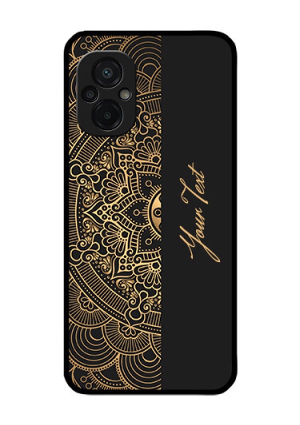 Poco M5 Photo Printing on Glass Case - Mandala art with custom text Design