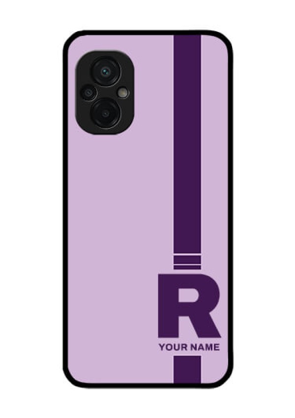 Poco M5 Photo Printing on Glass Case - Simple dual tone stripe with name Design