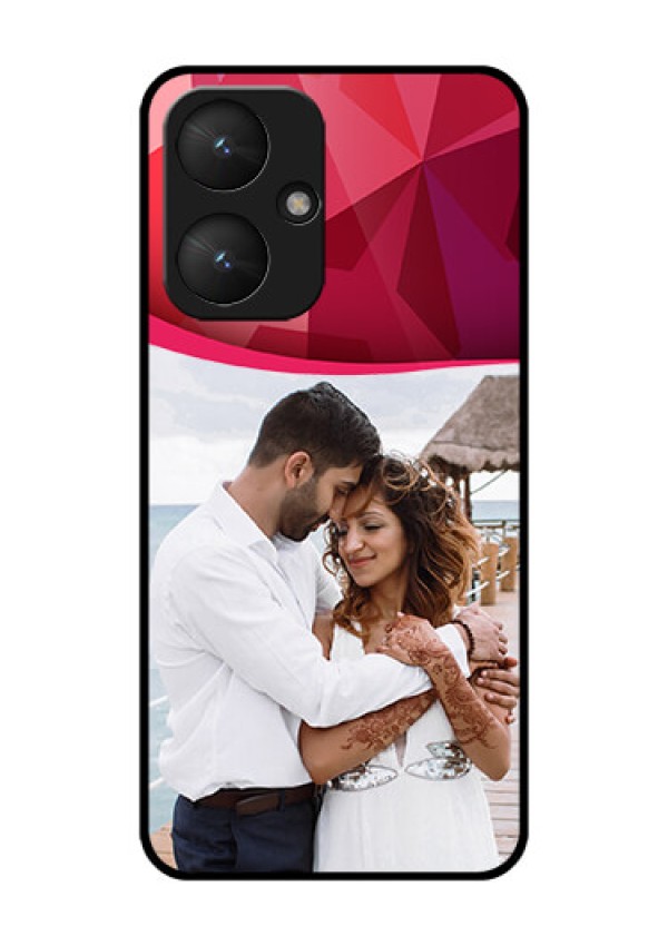 Poco M6 5G Custom Glass Phone Case - Red Abstract Design