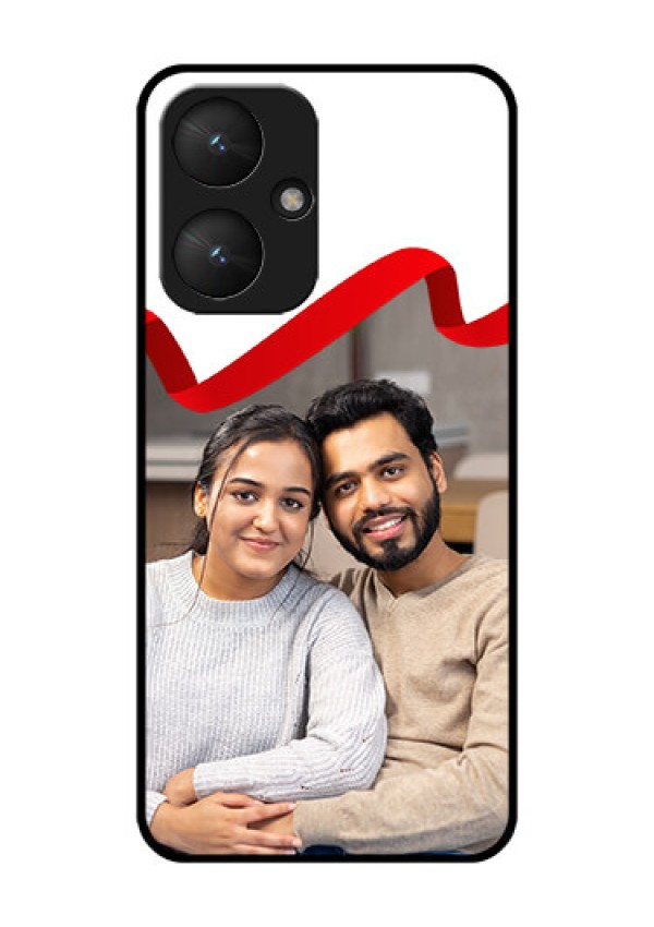 Poco M6 5G Custom Glass Phone Case - Red Ribbon Frame Design