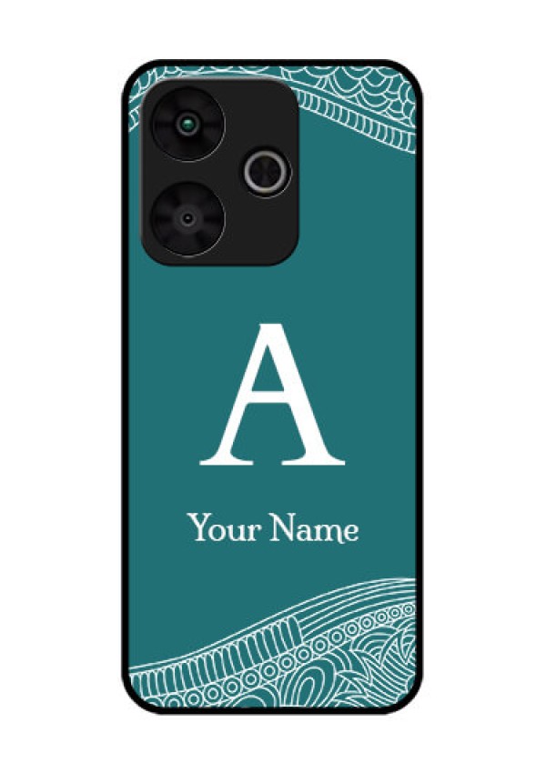 Poco M6 Plus 5G Custom Glass Phone Case - Line Art Pattern With Custom Name Design