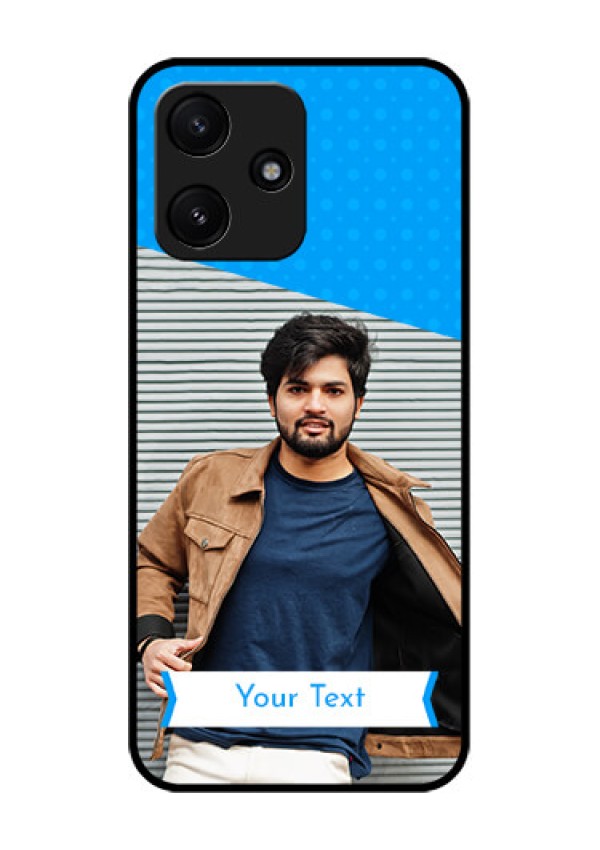 Poco M6 Pro 5G Photo Printing on Glass Case - Simple Blue Color Design