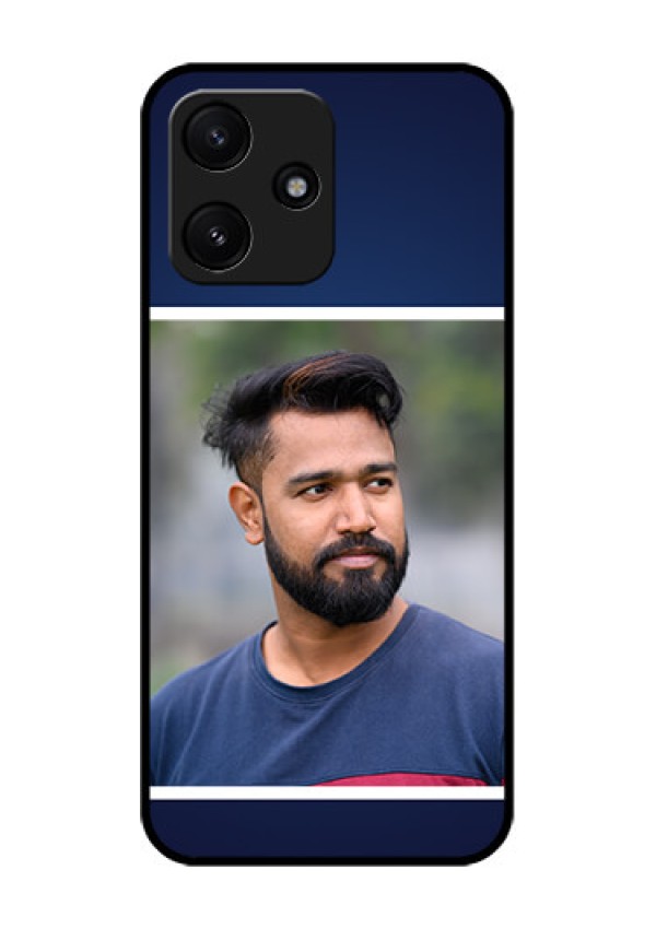 Poco M6 Pro 5G Personalized Glass Phone Case - Simple Royal Blue Design