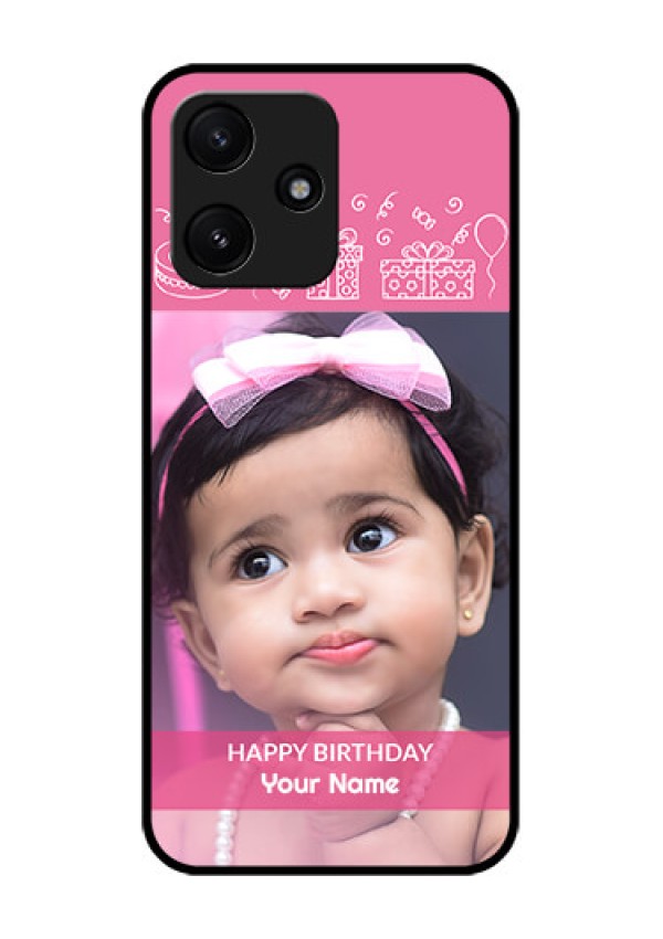 Poco M6 Pro 5G Photo Printing on Glass Case - with Birthday Line Art Design