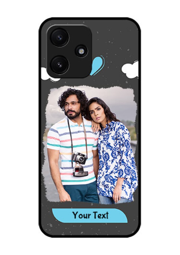 Poco M6 Pro 5G Custom Glass Phone Case - Splashes with love doodles Design