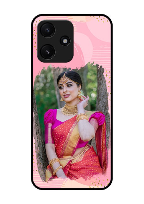 Poco M6 Pro 5G Personalized Glass Phone Case - Gold Glitter Splash Design