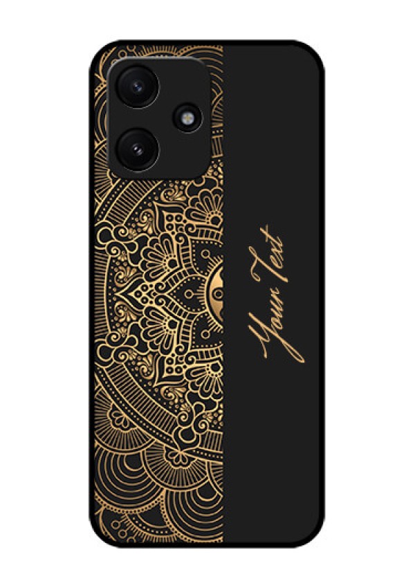 Poco M6 Pro 5G Photo Printing on Glass Case - Mandala art with custom text Design