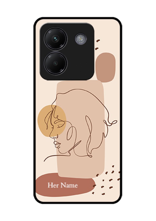 Poco M7 Pro 5G Custom Glass Phone Case - Calm Woman Line Art Design