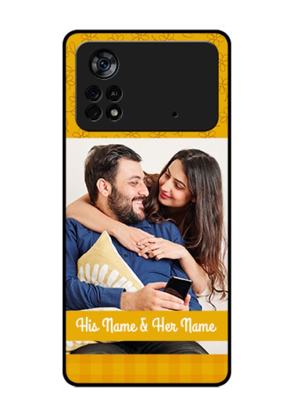 Poco X4 Pro 5G Custom Glass Mobile Case - Yellow Floral Design