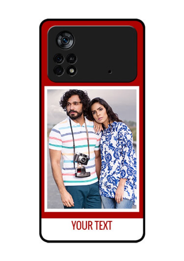 Poco X4 Pro 5G Personalized Glass Phone Case - Simple Red Color Design