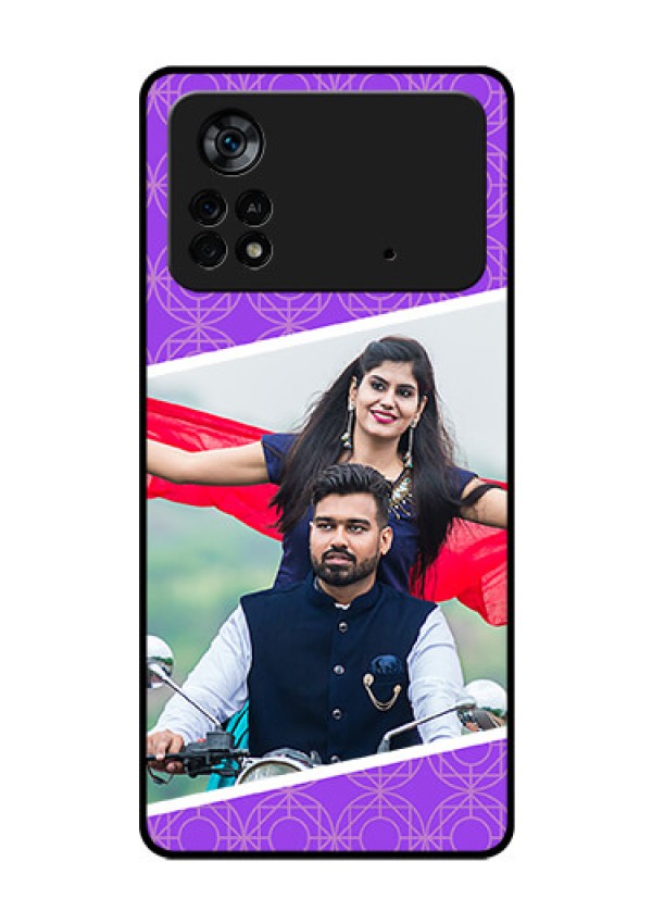 Poco X4 Pro 5G Custom Glass Phone Case - Violet Pattern Design
