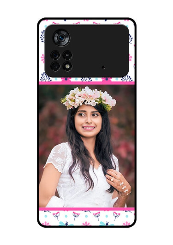 Poco X4 Pro 5G Photo Printing on Glass Case - Colorful Flower Design