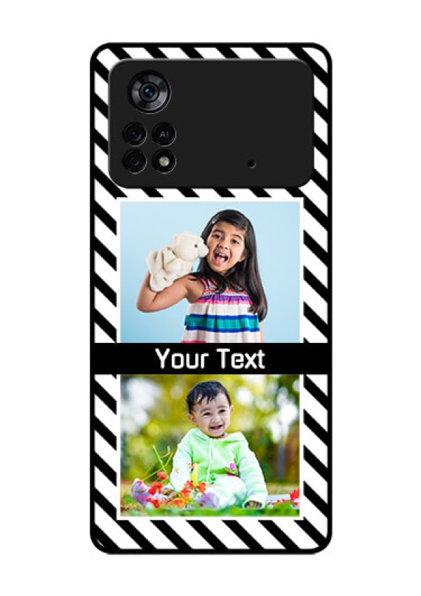 Poco X4 Pro 5G Photo Printing on Glass Case - Black And White Stripes Design
