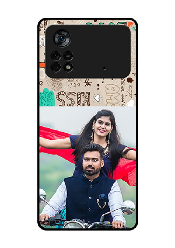 Poco X4 Pro 5G Custom Glass Phone Case - Love Doodle Pattern