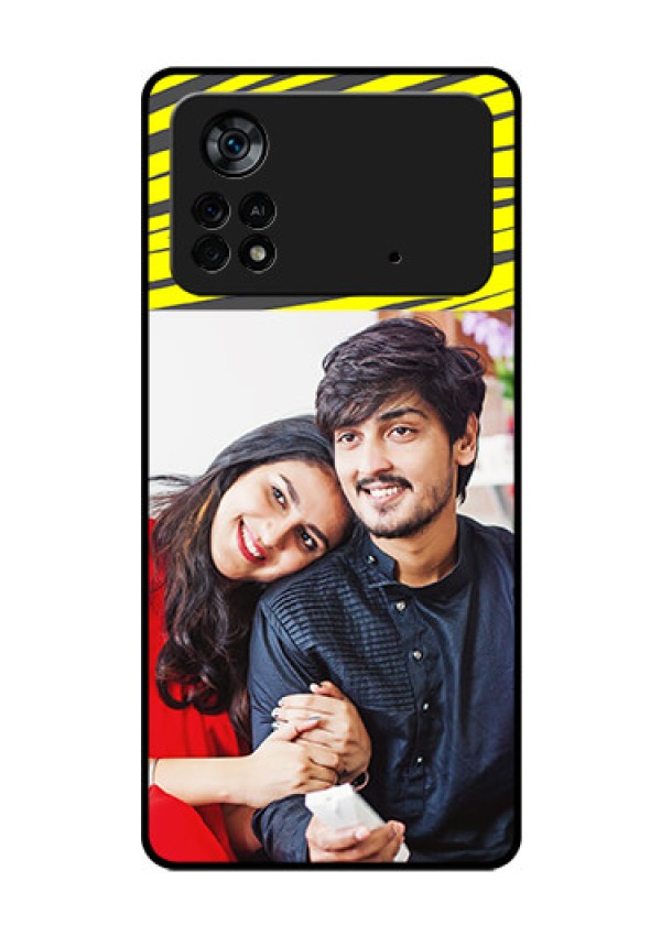 Poco X4 Pro 5G Photo Printing on Glass Case - Yellow Abstract Design