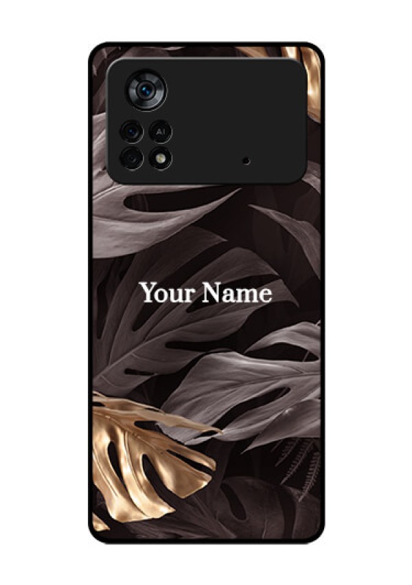 Poco X4 Pro 5G Personalised Glass Phone Case - Wild Leaves digital paint Design