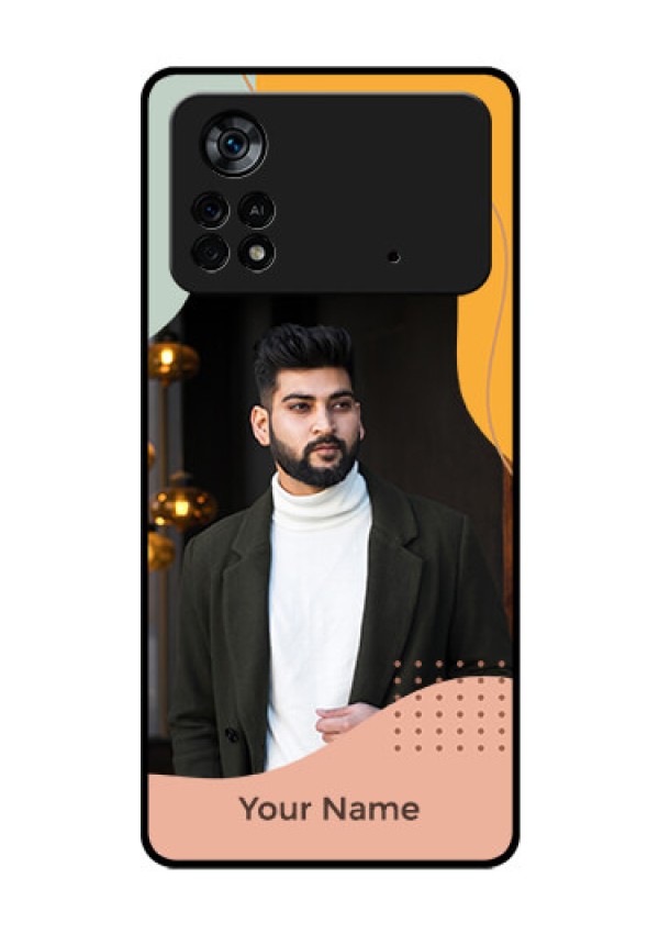 Poco X4 Pro 5G Personalized Glass Phone Case - Tri-coloured overlay design